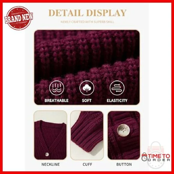 Plus Size Chunky Knit Cardigan Open Front Button Down Sweater - Picture 6 of 8